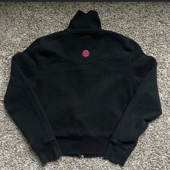 Lululemon Full Zip Black Scuba Jacket with Pink Logo - Picture 2 of 4